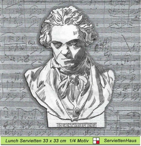 Beethoven Büste mit Noten - 1 Lunch Serviette